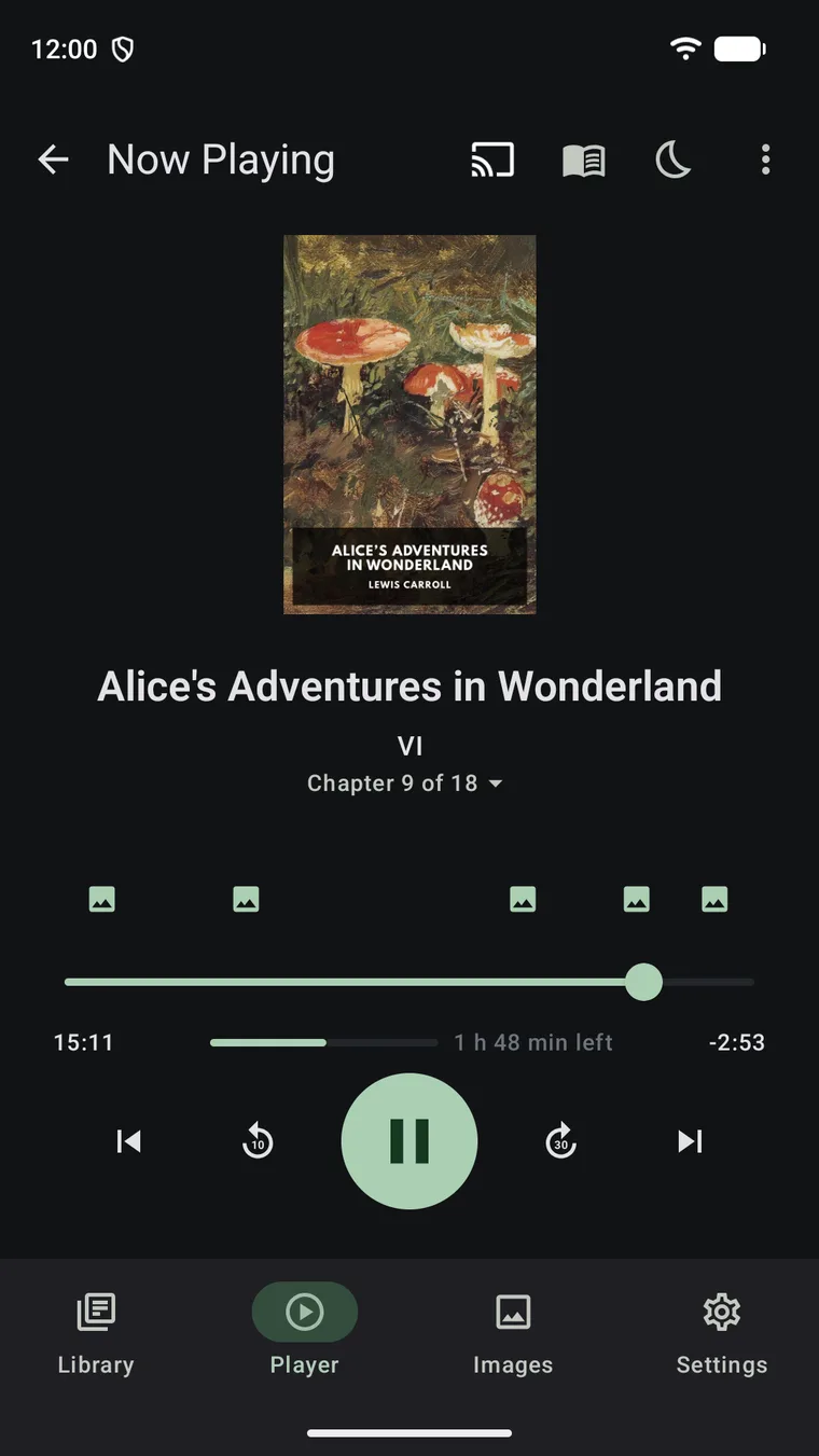 Android player — chapter scrubber with image markers