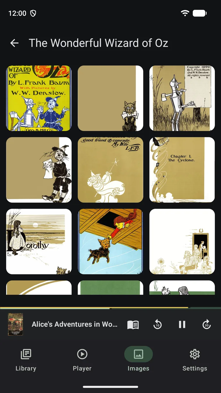 Android image viewer — embedded illustrations grid